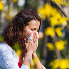 Woman with spring flu