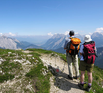Couple walking on a mountain